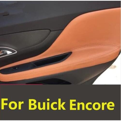 Microfiber Front / Rear Door Panels Armrest Leather Cover Protective Trim For Buick Encore 2013 2014 -2016 with Mount Fittings