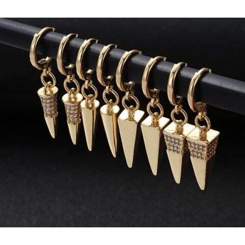 2020 New Punk Awl Pendant HOOP Earrings For Women Charm Female Copper Gold Plated Earring Jewelry Does Not Fade