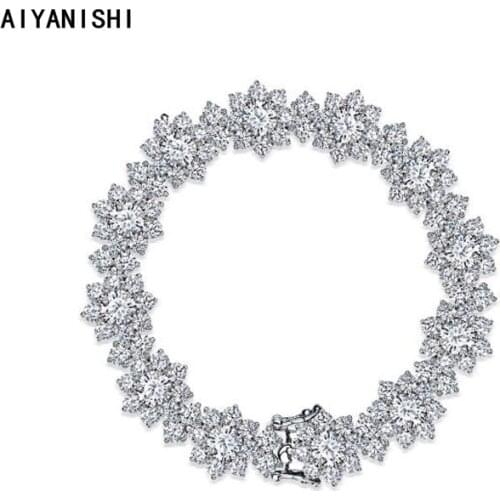 AIYANISHI 925 Sterling Silver Sunflower tennis bangle bracelet for women wedding fashion luxury bracelets christmas gift jewelry
