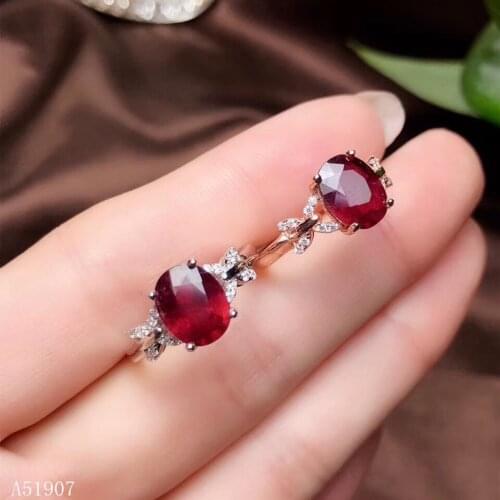 KJJEAXCMY Fine Jewelry 925 sterling silver inlaid natural gemstone ruby ladies ring support detection new