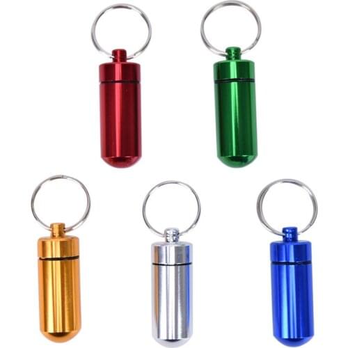 1Pcs Outdoor Pill Case Mini Pill Box Waterproof Aluminum Pill Box Medicine Case Container Bottle Holder Keychain Carabiner