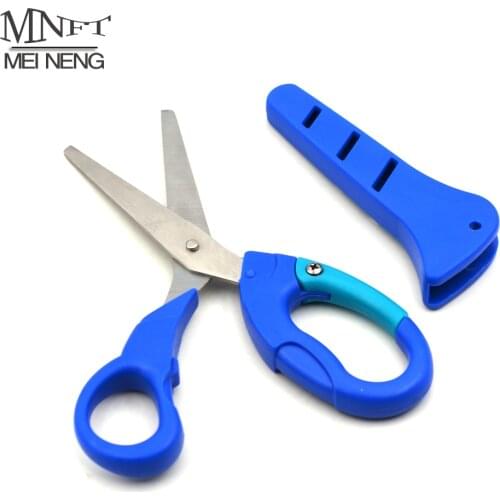MNFT 1Pcs Fishing Heavy Duty Anti-Slip Serrated Edge Scissors Saltwater Freshwater Braid Scissors Plastic Belt Case Sheath