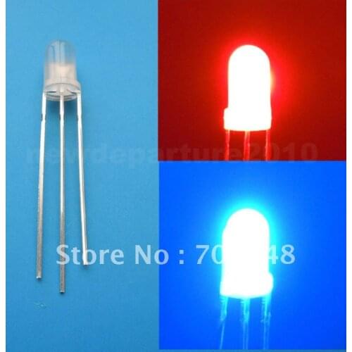 1000Pcs 5mm BiColor Red/Blue LED Diode Common Cathode
