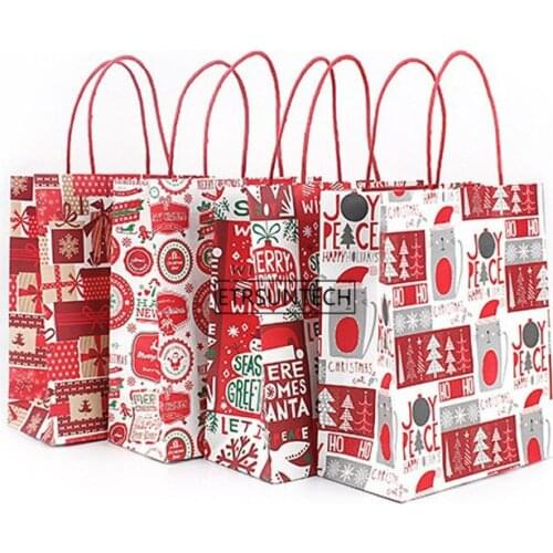 120pcs/lot Creative Christmas Kraft Paper Gift Bag Candy Chocolate Cookies Bag Merry Christmas 21x10x25.5cm