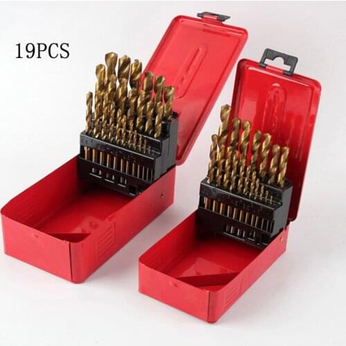 19 Pcs/set 1-10mm Titanium Coated Twist Drill Set High Quality Spiral Drill Hand Tools High Speed Steel Drill Bit Group