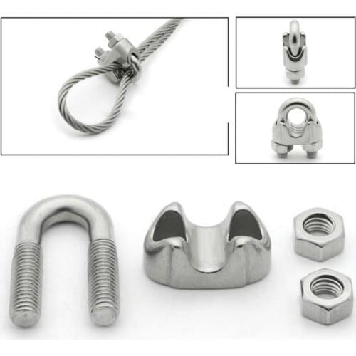 2PCS M6 Wire Rope clamps Stainless Steel 304 U-type Wire Rope Clip Cable Clamp Rigging Hardware high clamp load pull rope