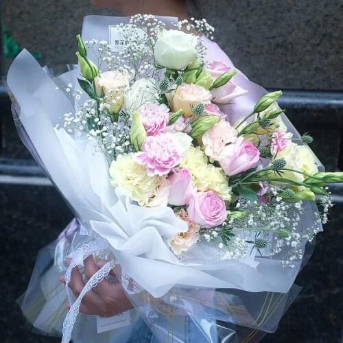 20pcs Gift Decoration Wrap Crafts paper Half Clear Waterproof Flower Wrapping Paper Floral Bouquet Packaging Materials