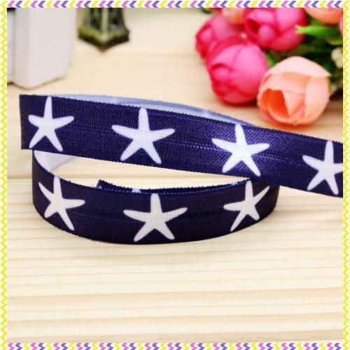 5/8'' Free shipping Fold Elastic FOE Starfish printed headband headwear hairband diy decoration wholesale OEM P4515