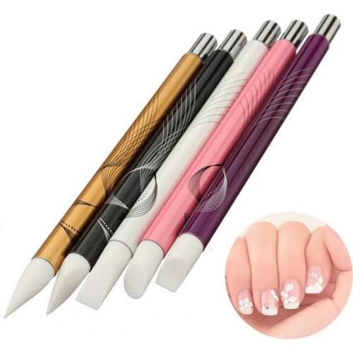 5Pcs Silicone Brush Sculpture Pen Carving Emboss Shaping Hollow Builder Painting Polish Craft Builder Nail Art Manicure Tool Set