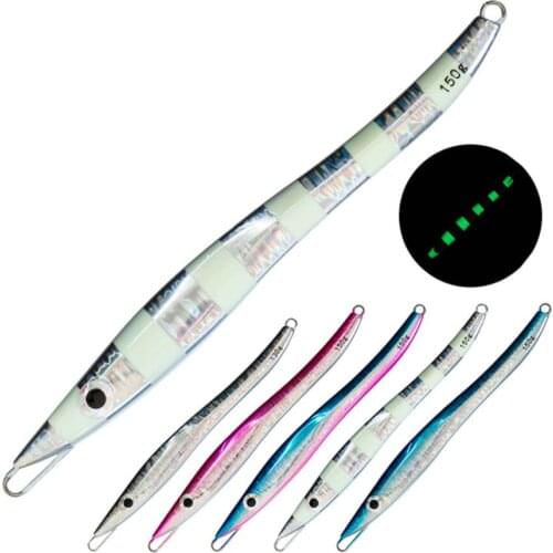 5PCS Deep Sea Metal Luminous Jigging Glow Slow Jig Night Fishing Jigging Lure Jigbait Spoon Baits 80/110/130/150g
