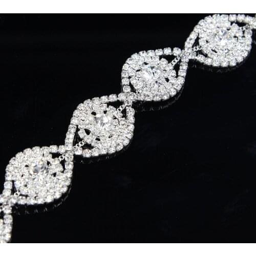 5Yards Crystal Clear Sew On Rhinestones Trims Cup Close Chain Sew On Rose Gold Silver Golden Banding