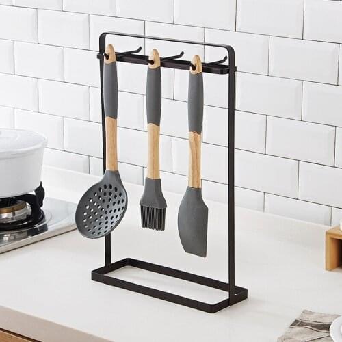 6Hooks Storage Holders &Rack Kitchen Organizer Cooking Tool Rack Utensils Hanger Ladle Spatula Whisk Hook For Kitchen Decoration