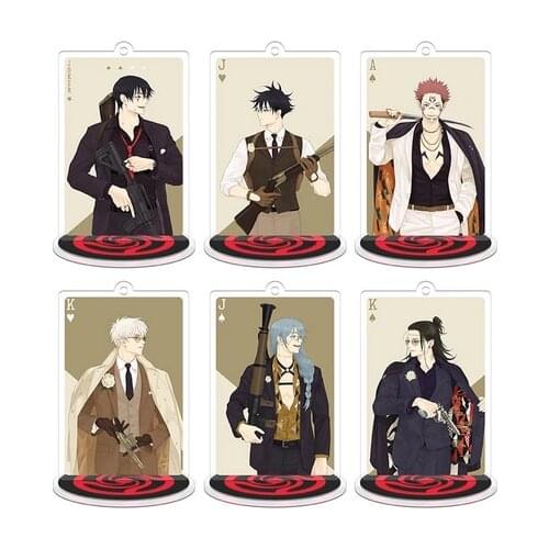 Poker Diamond Theme Anime Jujutsu Kaisen Gojo Satoru Itadori Yuji Acrylic Figure Stand Model Desktop Decor Toy Pendant Keychain