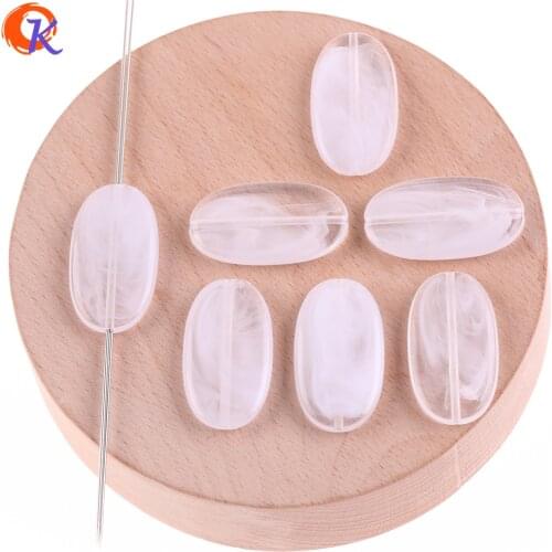 Cordial Design 300Pcs/Lot 16*29mm Acrylic Beads/Jewelry Accessories/White Lined Beads/Flat Oval Beads/Earring Findings