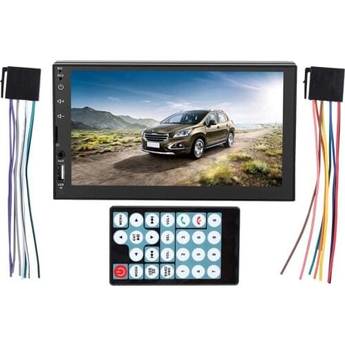 7" Dual Din Car Stereo MP5 Player Multi-Touch Capacitive Screen Colorful Button Backlight With Power Cable Remote Control