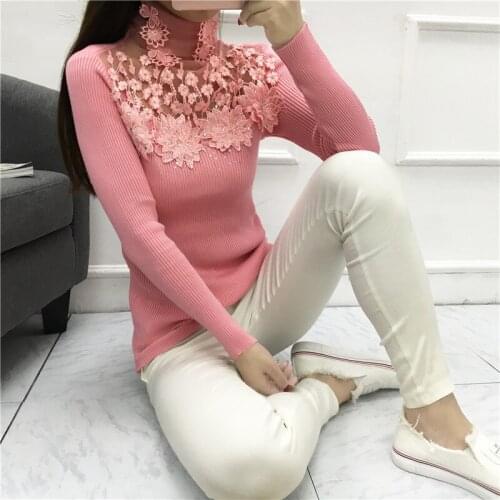 Hollow Out Pink White Lace WomenS Pulovers Sweater Fashion Winter Clothes For Fall Women 2021 Knitted Korean A0949