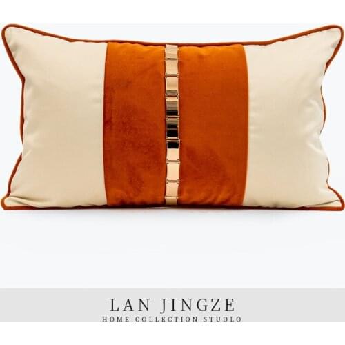 Velvet Cushion Cover Grey Blue Orange White Patchwork Pillowcase Decorative Pillow Cover Living Room Cushion