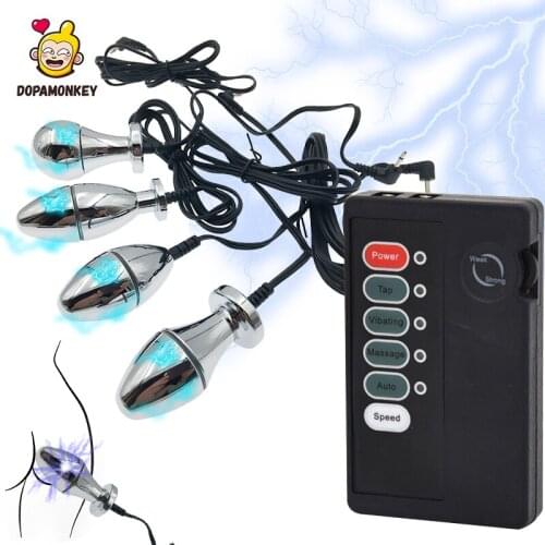 BDSM Electric Shock Anal Plug for Couple Smooth Steel Dildo Butt Plug Sex Game Electric Shock Anus Training Sexual Toy Adult