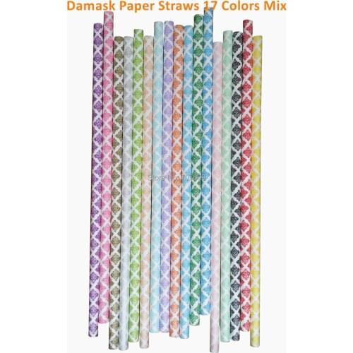 Free DHL Shipping Paper Straws, Damask Paper Straws, Drinking Paper Straws Party Paper Straws 17 colors 1700