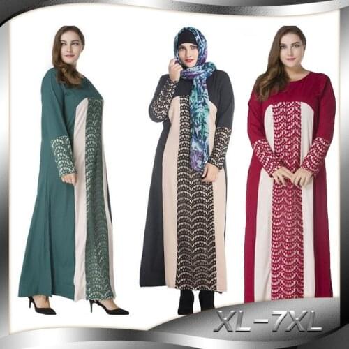 BianFeng Womens Muslim Fashion Robe Lace Splicing Abaya Long Sleeve Plus Size Loose Fit Dress Caftan Marocain Dresses