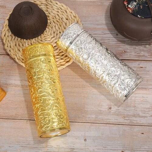 Rich man business man Embossed water cup antique high-grade liner silver ion sterling silver vacuum flask gift Kowloon cup