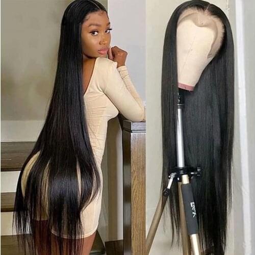 Invisible Brazilian Straight Lace Front Wig Free Part Bone Straight Human Hair Wig 13x4 Raw Indian Transparent Lace Frontal Wigs