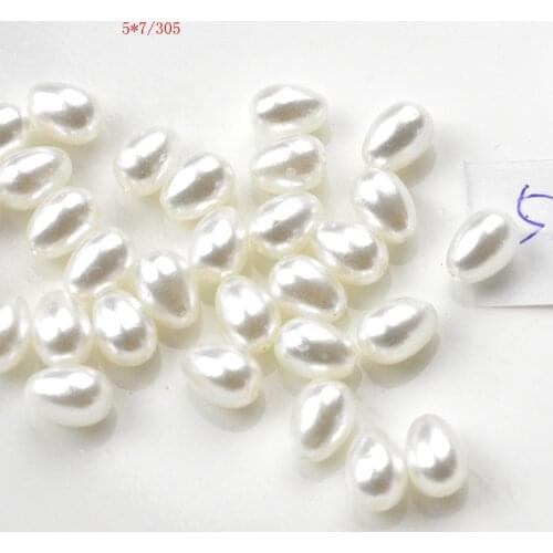 FLTMRH 50pcs 5*7mm ABS Imitation Pearl Straight Hole Rice Beads DIY Accessories Whol sale Resin Beaded For Jewelry Making