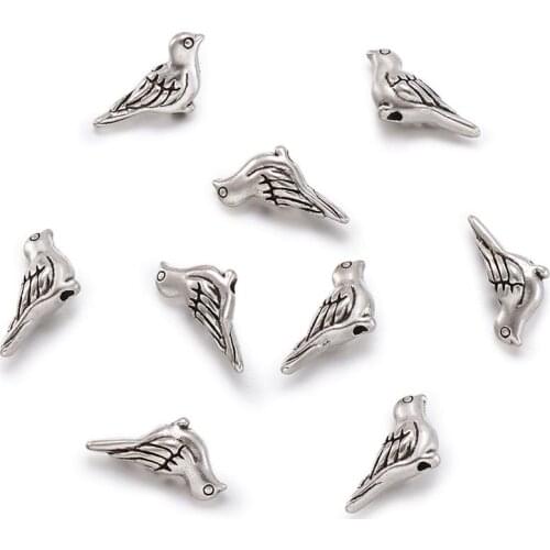 50pcs Alloy Beads Tibetan Style Charms for DIY Jewelry Necklaces Bracelets Making Antique Silver Color 7x14x4.5mm Hole: 1mm