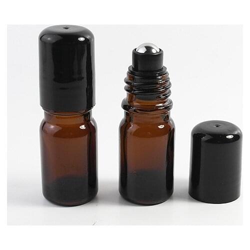 DHL 300pcs 5ml roll on roller bottles for essential oils roll-on refillable perfume bottle deodorant containers with black lid