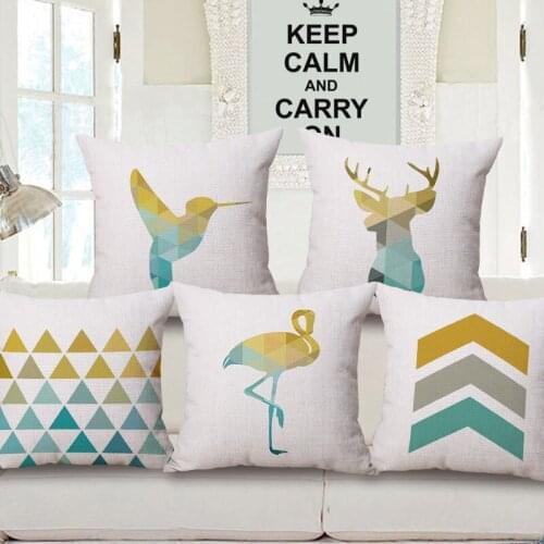 Hglegyw 18x18\" Home Cotton Linen Bed Waist Cushion Pillow Case Cover Elk Soft Room Gifts Single Sides Printing