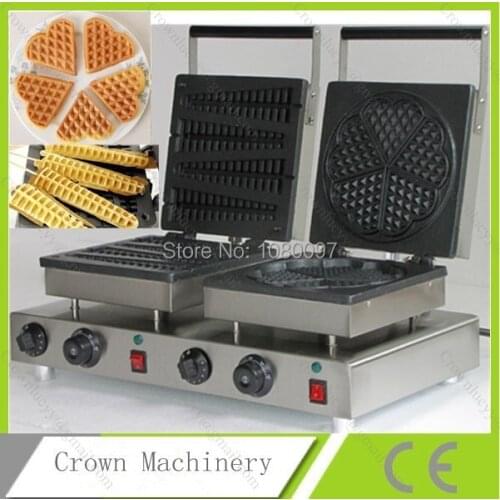 Double heads heart waffle maker bakery equipment& lolly Logo waffle maker machine