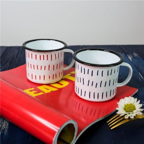 Enamel Japanese Ink Painting Retro Nostalgic Mug Office Tea Cup Coffee Cup Water Cup