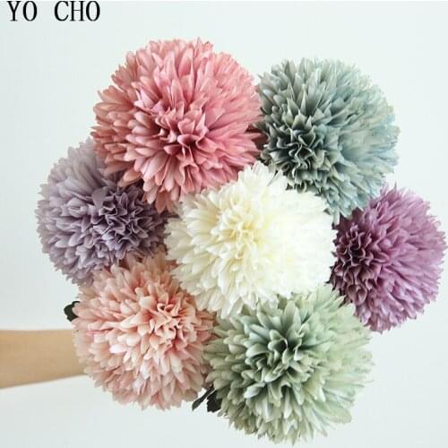YO CHO Artificial Silk Dandelion Flower Fake Pompon Flower Arrangement DIY Mini Bouquet Pink Dandelion Home Garden Wedding Decor