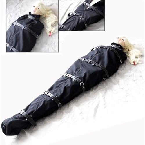 CamaTech PU Leather Full Body Bondage Bag BDSM Binder Straitjacket Sleeping Sack Fetish Slave Restraints Body Harness Adult Game