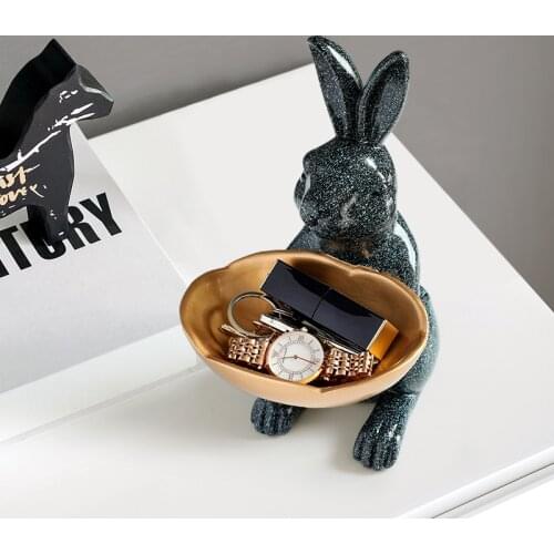 Resin Rabbit Jewelry Dish Decorative Bowls for Home Decoration Room Decorative Bowl Modern Art Home Decor Jewelry Dish