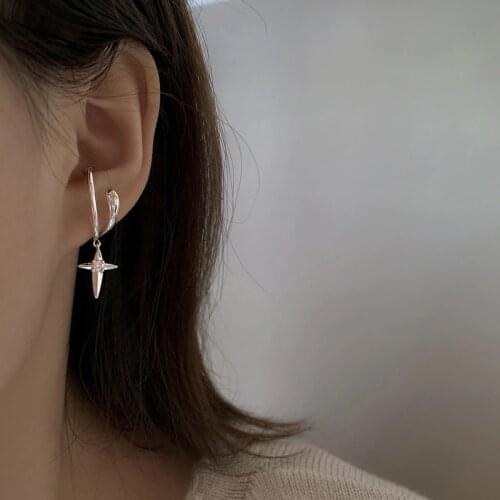 Cross Non-Piercing Ear Clip Earrings For Women Girl Zircon Geometric Irregular Fashion Korean Trendy Jewelry Wholesale BOYULIGE