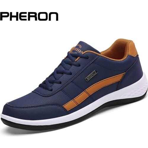 Men Casual Sneakers PU Leather Running Shoes Fashion Lace Up Business Casual Shoes Male Outdoor Walking Jogging Sports Shoes