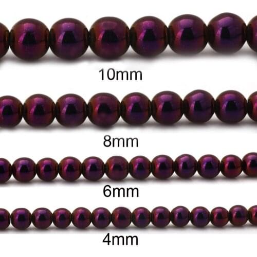 Olingart Round Beads Natural Hematite Stone 6mm/8mm/10mm 45pcs/lot Electroplating color mixing DIY Necklace Jewelry Making