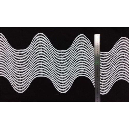 22cm wide TOP QUALITY milk fibre wave motif embroidery lace trim,XERY-LH160420D