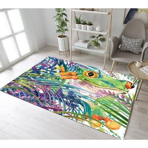 LB Non-slip Watercolor Tropical Leaf Area Rugs Frog Farmhouse or Living Home Room In Carpet For Bedroom Cushion Bathroom Kitchen