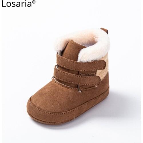 Losaria Winter Shoes for Baby 0-18 Months Warm Plush Lining Fashion Anti-slip Ankle Boots for Boy Durable Newborn Cotton Shoes