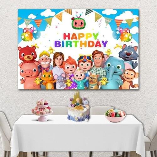 People and Animals Coexist In Peace Cartoon Background Boy Birthday Party Children Photo Photography Studio 3D Digital Backdrop