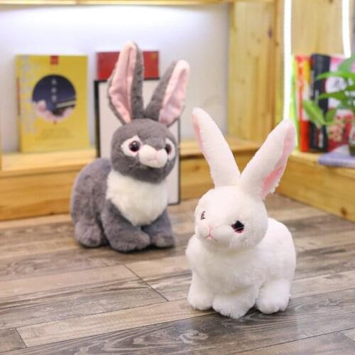Cute Plush Toy Hare Real Life Cute Rabbit Dolls Home Sofa Ornament Decoration Good Birthday Gift for Children Girl White Rabbit
