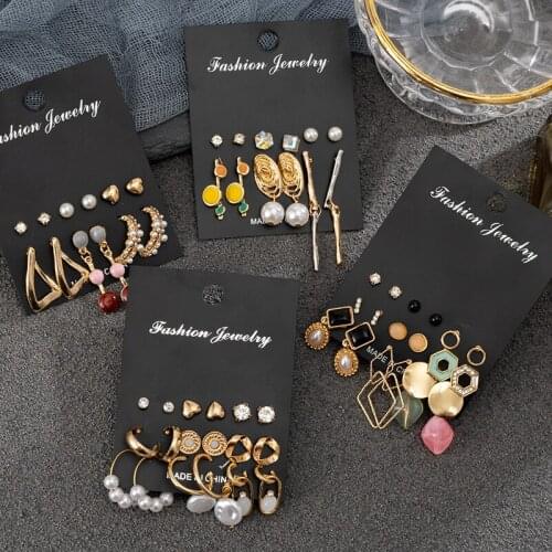 6Pair Bohemian Earring Set Long Tassel Metal Drop Earrings For Women Vintage Fashion Geometric Acrylic Earings Female Jewelry