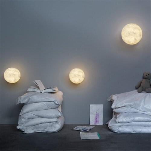 Nordic resin moon wall lamps living room background decorative study bedroom bedside Aisle wall sconces lights LED lighting
