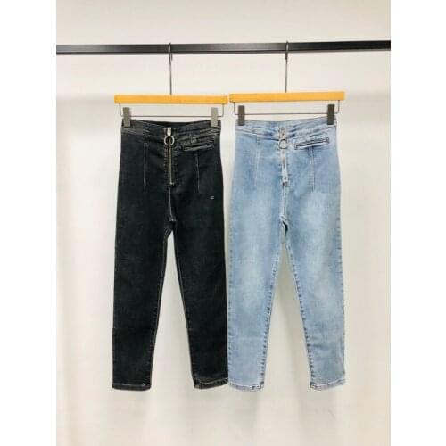 2021 New Womens 9.18 Fashion High Waist Zipper Vintage Slim Straight Jeans Ladies Ankle-length Denim Pants