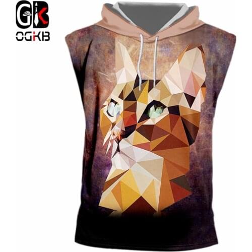OGKB Sleeveless Shirts Boy Fashion O Neck 3D Print Diamond Cat Hiphop 7XL Clothes Homme Undershirt Summer Hoody Dropship