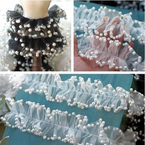 Organza folds, pearl lace, beading accessories, decorative lace material, clothing wedding headdress, baby clothing lace