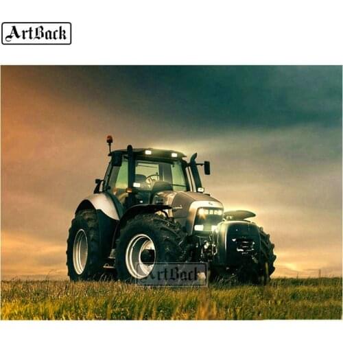Full square diamond painting tractor picture 5d diy diamond mosaic landscape cross stitch diamond embroidery crafts