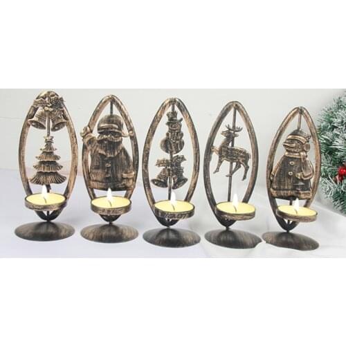 Retro Iron Christmas Candle Holders Tea Light Christmas Decorations Classic Candles Iron Stand Wax Candles Xmas Holders